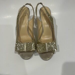 Kate Spade Gold Glitter Slingback Heels